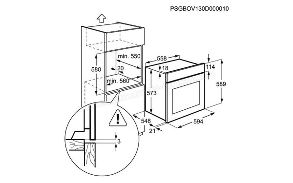 ELECTROLUX EEC5700AOX 2015 - Sch&eacute;ma technique d'encastrement