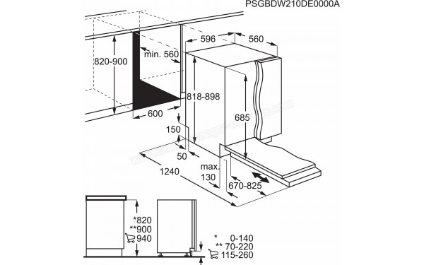 ELECTROLUX EEG88700W - Dimensions