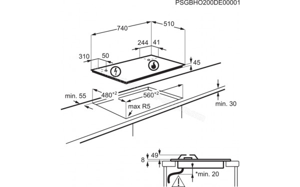 ELECTROLUX EGG7536K 2021 - Dimensions