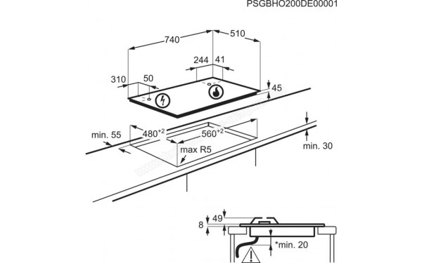 ELECTROLUX EGG75372W - Dimensions