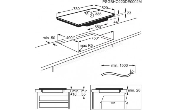 ELECTROLUX EIS82453 - Dimensions