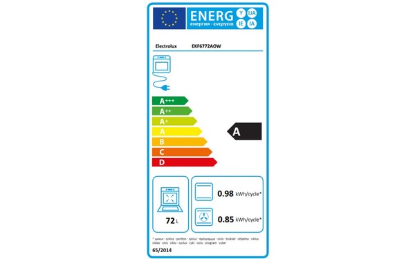 ELECTROLUX EKF6772AOW - &Eacute;tiquette &eacute;nergie