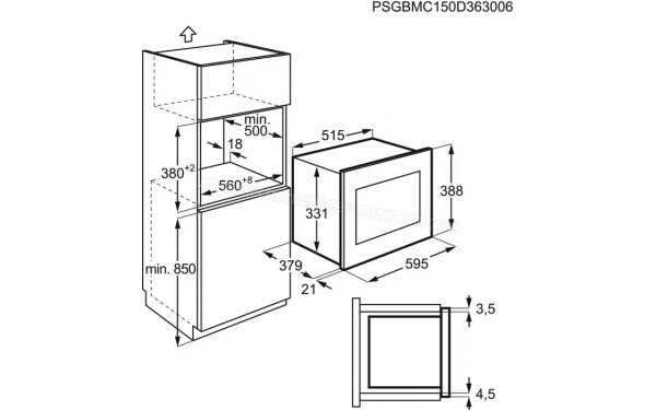 ELECTROLUX EMT25203OK - Dimensions
