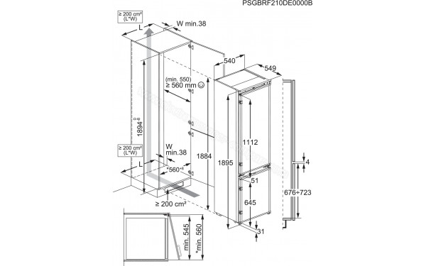 ELECTROLUX ENT6MD19S4 - Dimensions