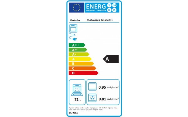 ELECTROLUX EOA3400AAX 2018 - &Eacute;tiquette &eacute;nergie
