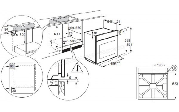 ELECTROLUX EOA3404AAX 2018 - Sch&eacute;ma techniqueencastrement dans un meuble bas