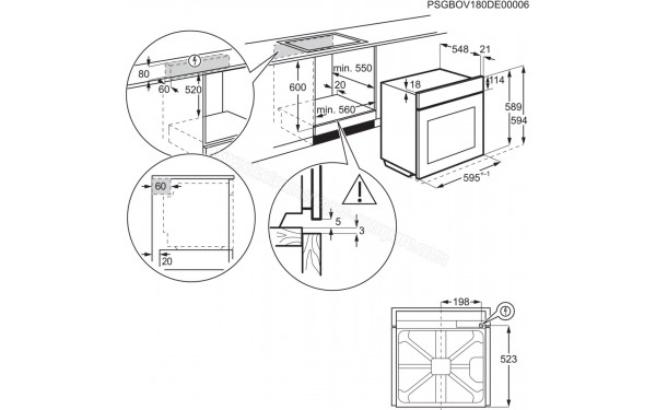 ELECTROLUX EOA5220AOR - Dimensions