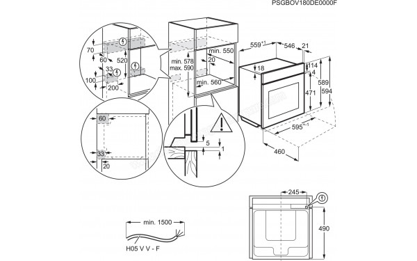 ELECTROLUX EOA8S39H - Dimensions (cr&eacute;dit : Boulanger)