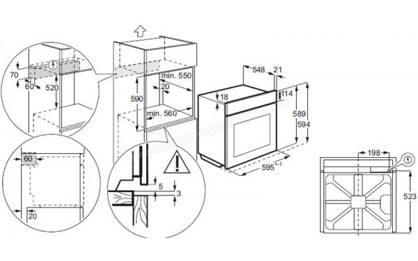 ELECTROLUX EOB2300AAX 2018 - Sch&eacute;ma technique encastrement dans un meuble haut