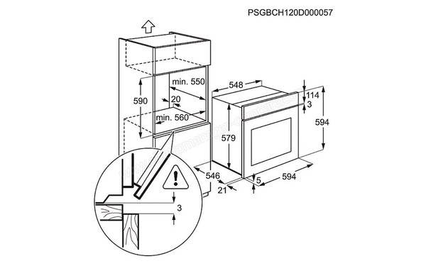 ELECTROLUX EOC5841AOX - Sch&eacute;ma technique d'encastrement