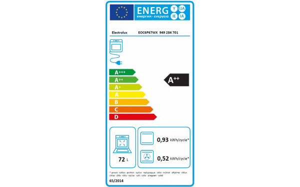 ELECTROLUX EOC6P67WX 2024 - &Eacute;tiquette &eacute;nergie