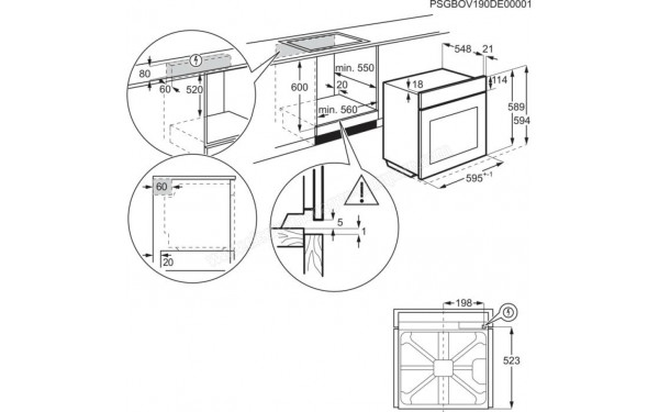 ELECTROLUX EOC7P30H - Dimensions