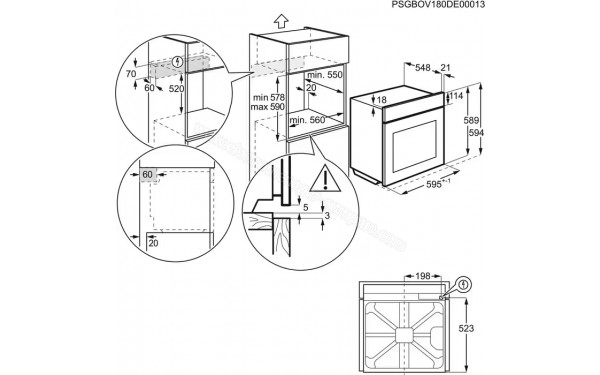 ELECTROLUX EOC8P39WH - Dimensions