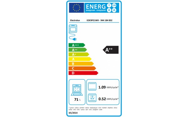 ELECTROLUX EOE9P21WX - &Eacute;tiquette &eacute;nergie