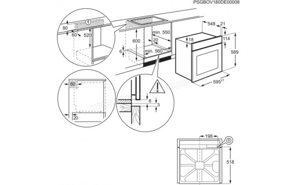 ELECTROLUX EOF4P46X Import EU - Dimensions