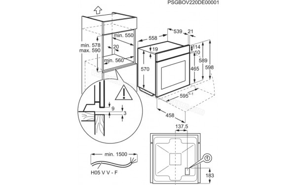 ELECTROLUX EOF5C40BX 2024 - Dimensions