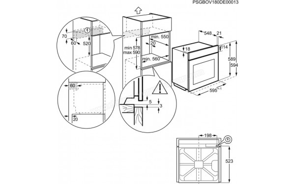 ELECTROLUX EOF6P46V - Dimensions