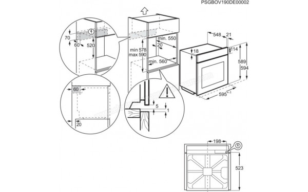 ELECTROLUX EOF6P46WH - Dimensions
