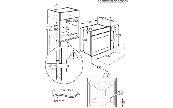 ELECTROLUX EOF6P56BX - Dimensions