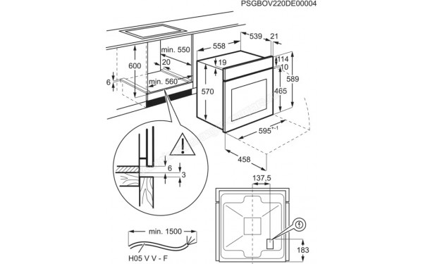ELECTROLUX EOH2H00BX - Dimensions