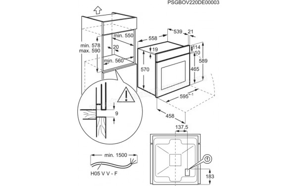 ELECTROLUX EOH3C01BX 2024 - Dimensions