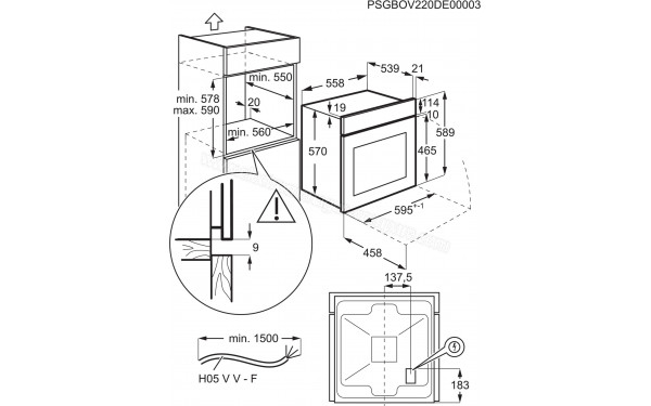 ELECTROLUX EOH4P46BX0 - Dimensions