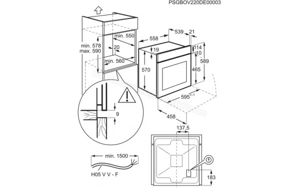 ELECTROLUX EOH4P46BX - Dimensions