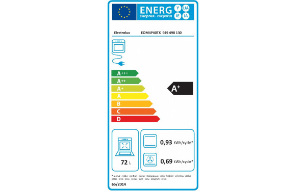 ELECTROLUX EOM4P40TX - &Eacute;tiquette &eacute;nergie