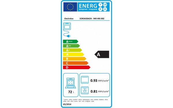 ELECTROLUX EOR3420AOX - &Eacute;tiquette &eacute;nergie