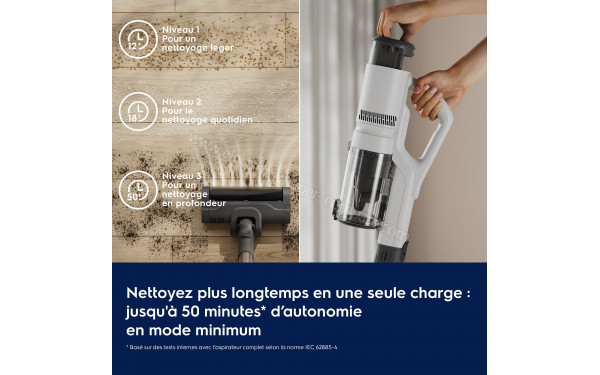 ELECTROLUX EP51AH18SW - Autonomie jusqu'&agrave; 50 minutes