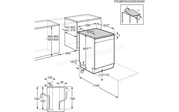 ELECTROLUX ESA47300SX - Dimensions