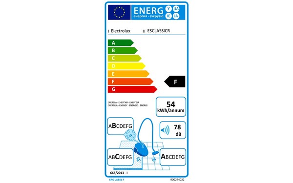 ELECTROLUX ESCLASSICR - &Eacute;tiquette &eacute;nergie