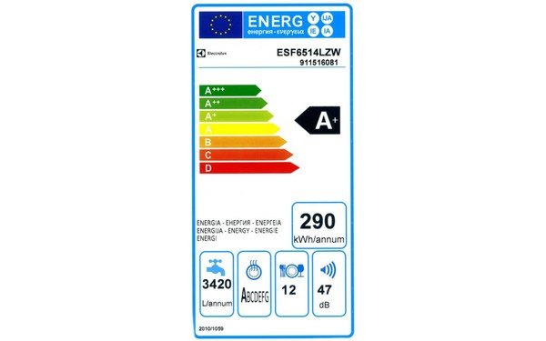 ELECTROLUX ESF6514LZW - &Eacute;tiquette &eacute;nergie
