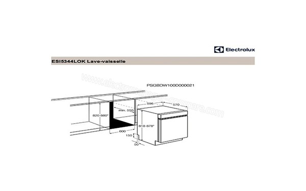 ELECTROLUX ESI5344LOK - Sch&eacute;ma d'encastrement (cr&eacute;dit : Darty)