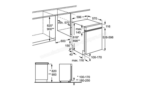ELECTROLUX ESI6531LOW - Schema d'encastrement (cr&eacute;dit : Boulanger)