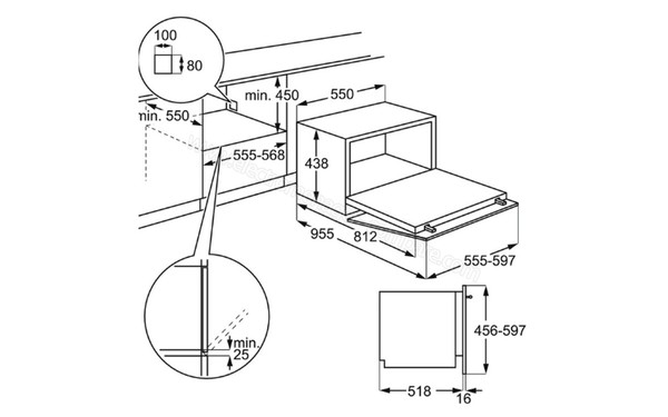 ELECTROLUX ESL2500RO 2018 - Sch&eacute;ma d'encastrement (cr&eacute;dit : Darty)