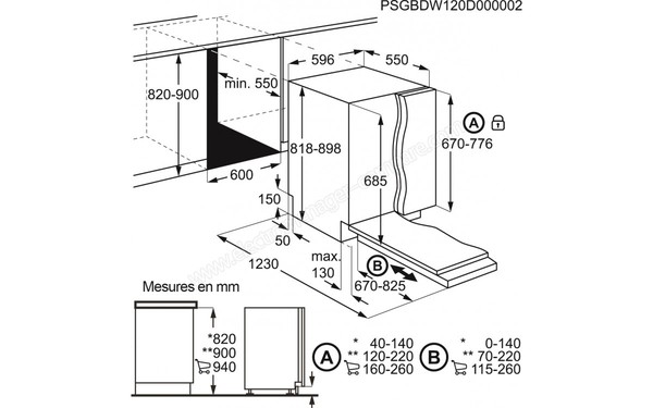 ELECTROLUX ESL8522RO - Sch&eacute;ma d'encastrement