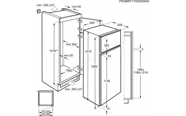 ELECTROLUX ETB2AE16S - Dimensions