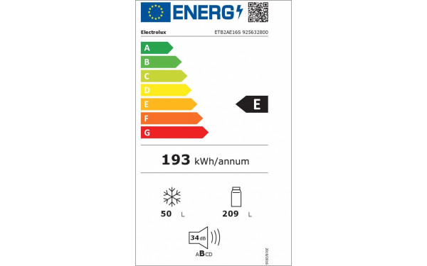 ELECTROLUX ETB2AE16S - &Eacute;tiquette &eacute;nergie v2