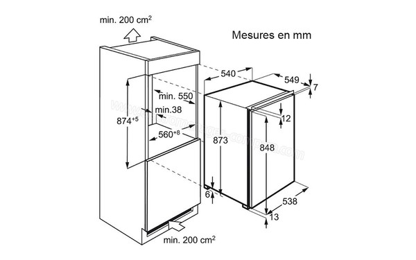 ELECTROLUX EUN1000AOW - Sch&eacute;ma d'encastrement