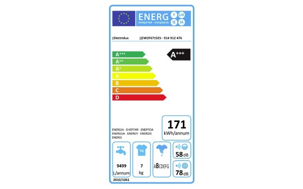 ELECTROLUX EW2F6715ES - &Eacute;tiquette &eacute;nergie