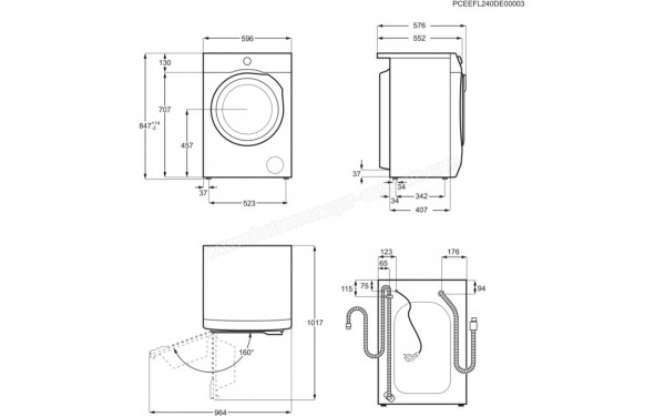 ELECTROLUX EW2F6812AW - Dimensions