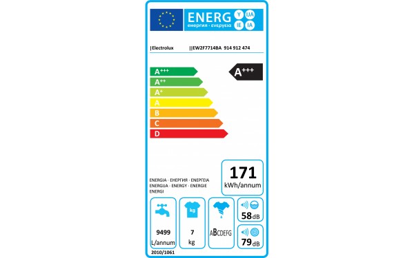 ELECTROLUX EW2F7714BA - &Eacute;tiquette &eacute;nergie