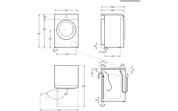 ELECTROLUX EW2F7814FG - Dimensions