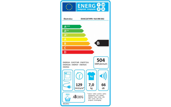 ELECTROLUX EW6C2074PB - &Eacute;tiquette &eacute;nergie