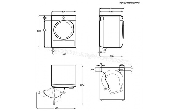 ELECTROLUX EW6C4089DD - Dimensions (cr&eacute;dit : Darty)