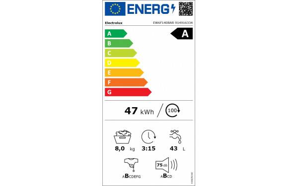 ELECTROLUX EW6F1408AR - &Eacute;tiquette &eacute;nergie v2