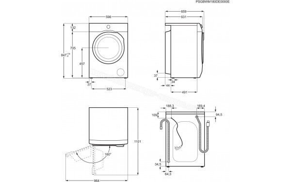 ELECTROLUX EW6F4112RA - Dimensions
