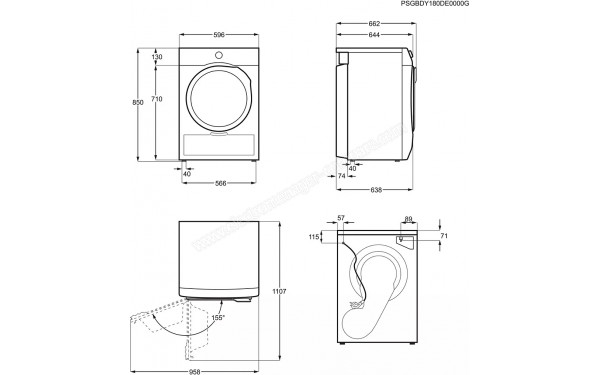 ELECTROLUX EW6HI6184DB - Dimensions