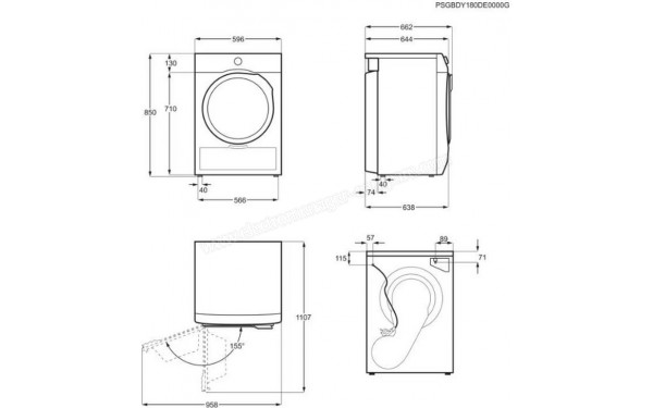 ELECTROLUX EW6HI628BN - Dimensions